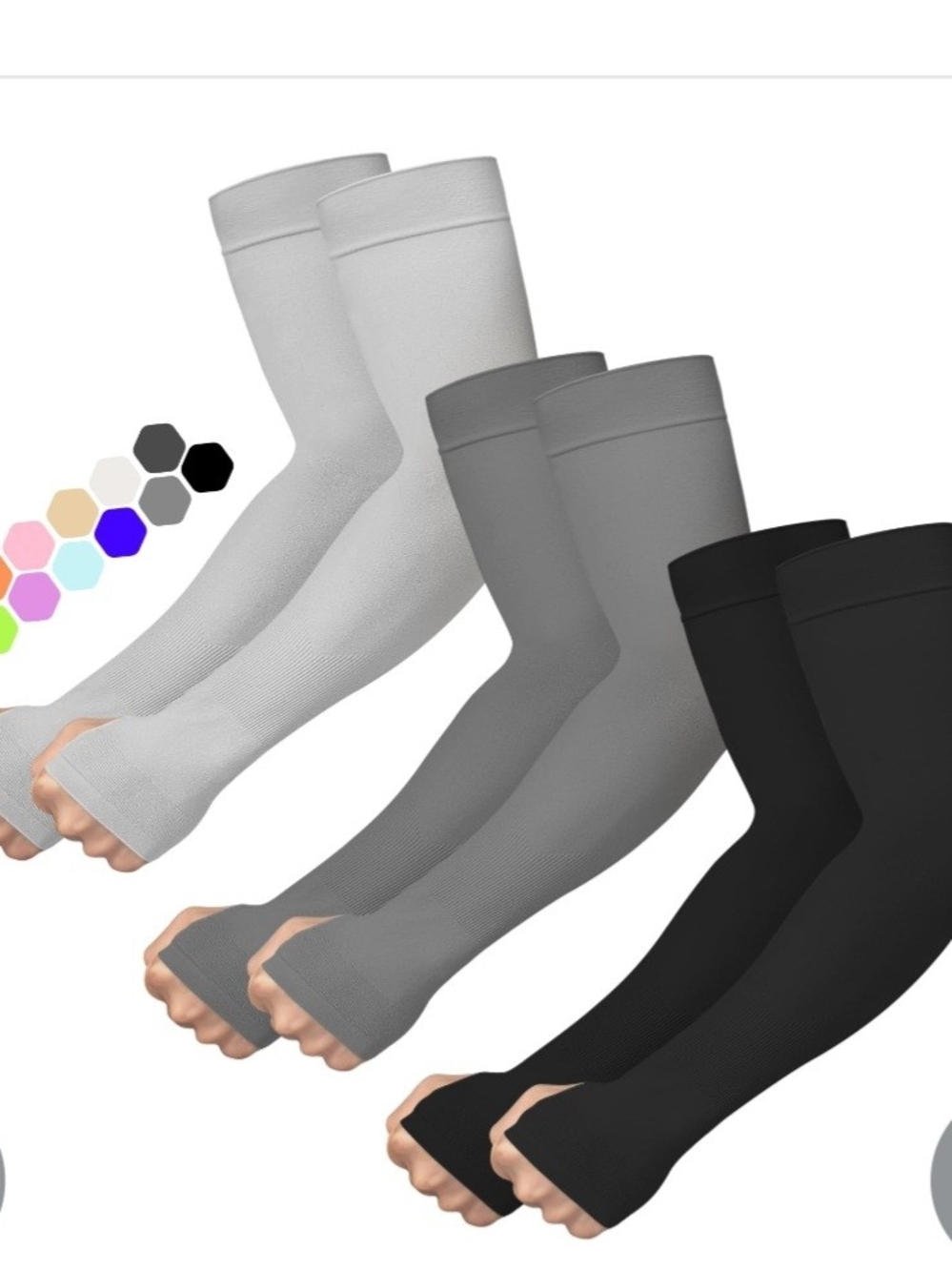 Men's Compression Arm Sleeves - Black, Gray, White